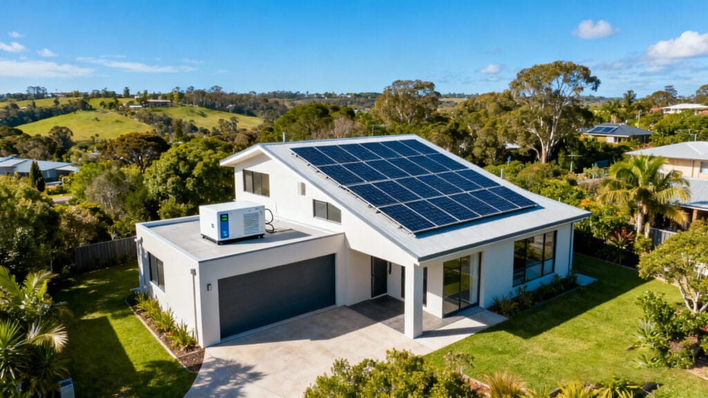 Solarbatteriesystem für Wohngebäude Diagramm, das den gesamten Lebenszyklus eines Solarbatteriesystems zeigt, von der Installation über den Betrieb bis hin zu Wartung und Recycling.