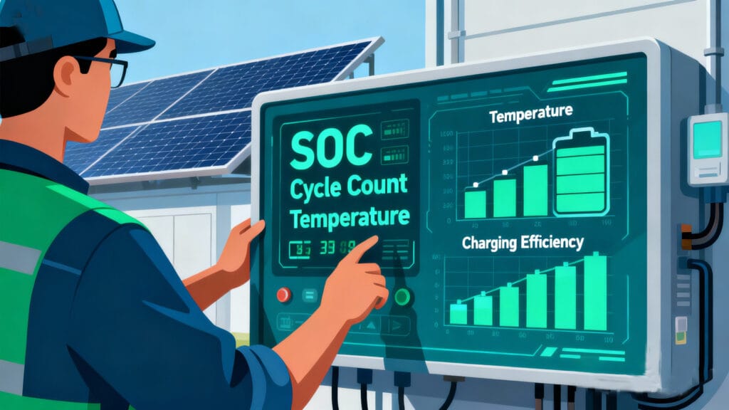 Wartung und Lebensdauer von Solarbatterien Visueller Leitfaden zur Wartung und Verlängerung der Lebensdauer von Solarbatterien, der die besten Praktiken zum Temperaturmanagement und Laden hervorhebt.